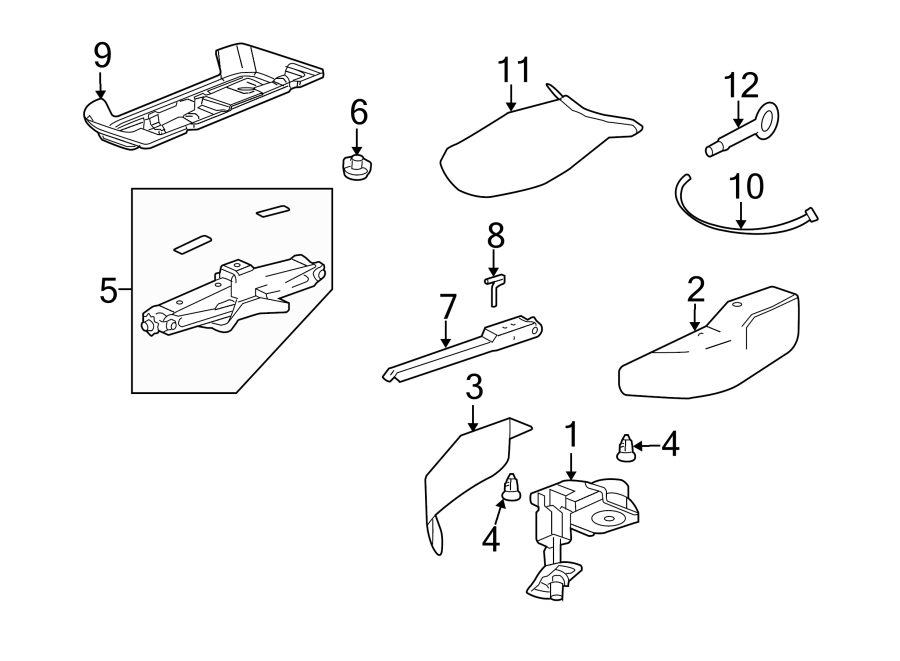 Diagram REAR BODY & FLOOR. SPARE TIRE CARRIER. for your Cadillac ATS  