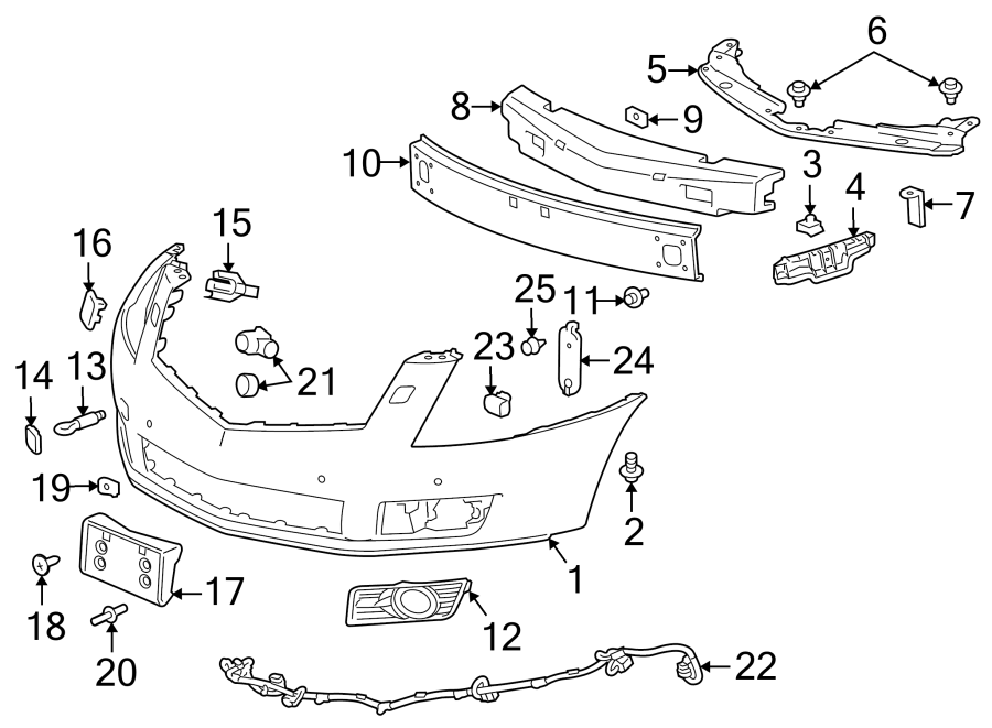 Diagram FRONT BUMPER & GRILLE. BUMPER & COMPONENTS. for your 2021 Chevrolet Camaro ZL1 Coupe 6.2L V8 M/T 