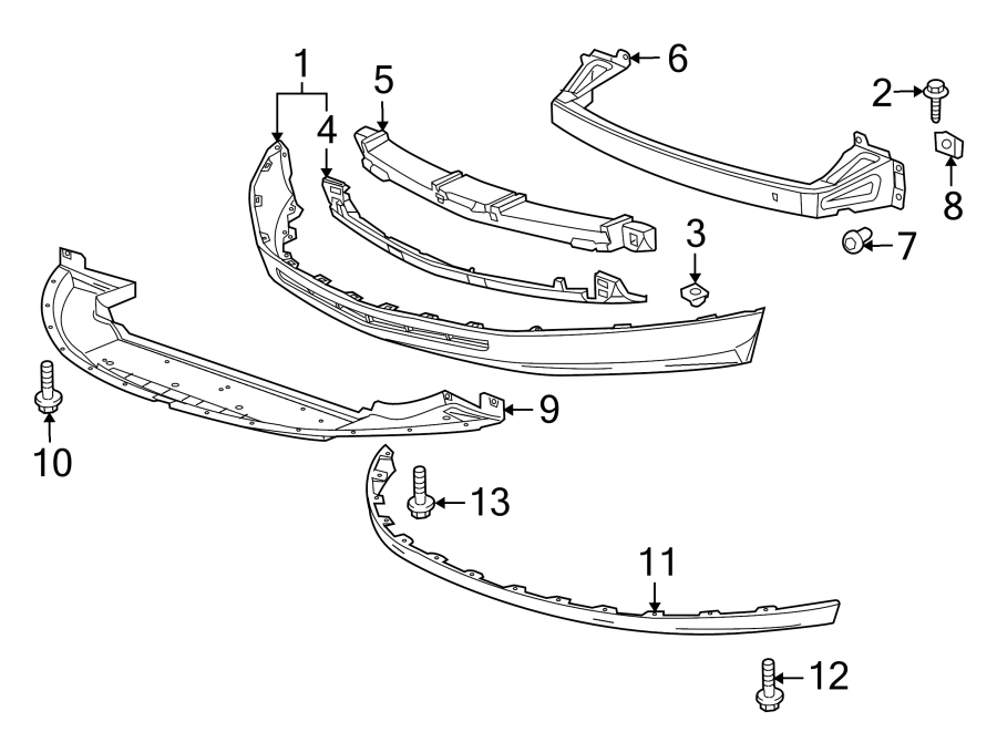 Diagram FRONT BUMPER & GRILLE. BUMPER & COMPONENTS. for your 2016 Chevrolet Camaro 6.2L V8 M/T SS Coupe 