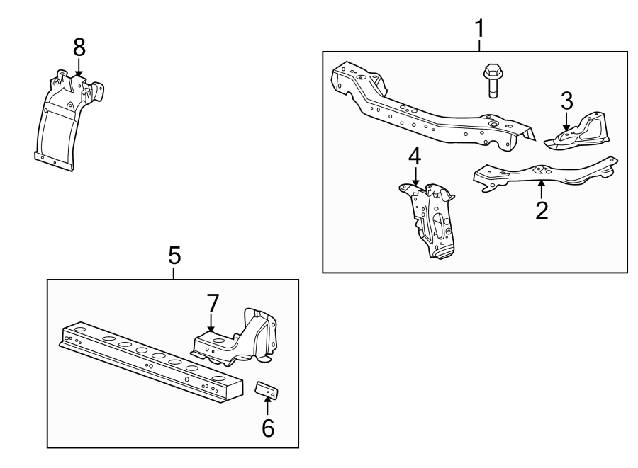 Diagram RADIATOR SUPPORT. for your 2021 GMC Sierra 2500 HD  SLE Extended Cab Pickup Fleetside 