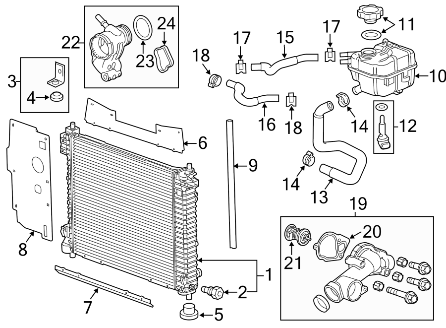 Cadillac SRX Engine Coolant Overflow Hose (Upper, Lower) - 20795774 ...