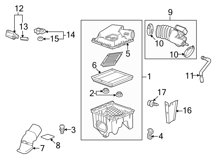 Diagram ENGINE / TRANSAXLE. AIR INTAKE. for your 2020 Chevrolet Spark 1.4L Ecotec CVT LT Hatchback 