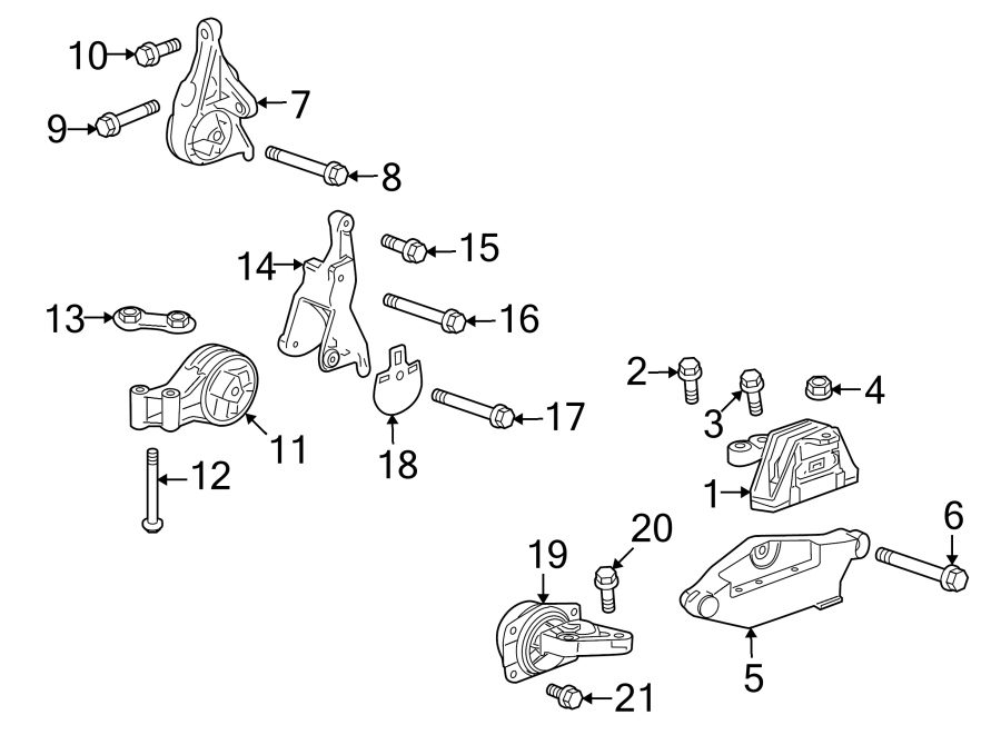 Diagram ENGINE / TRANSAXLE. ENGINE & TRANS MOUNTING. for your 2011 GMC Sierra 2500 HD 6.0L Vortec V8 FLEX A/T 4WD SLE Crew Cab Pickup 