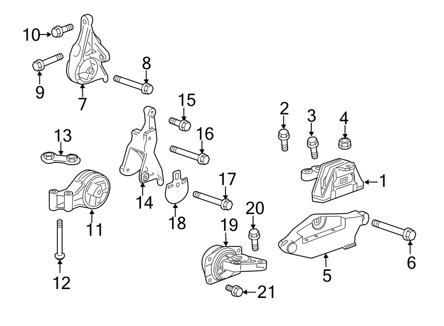 Diagram ENGINE / TRANSAXLE. ENGINE & TRANS MOUNTING. for your 2012 GMC Sierra 2500 HD 6.6L Duramax V8 DIESEL A/T 4WD WT Standard Cab Pickup 