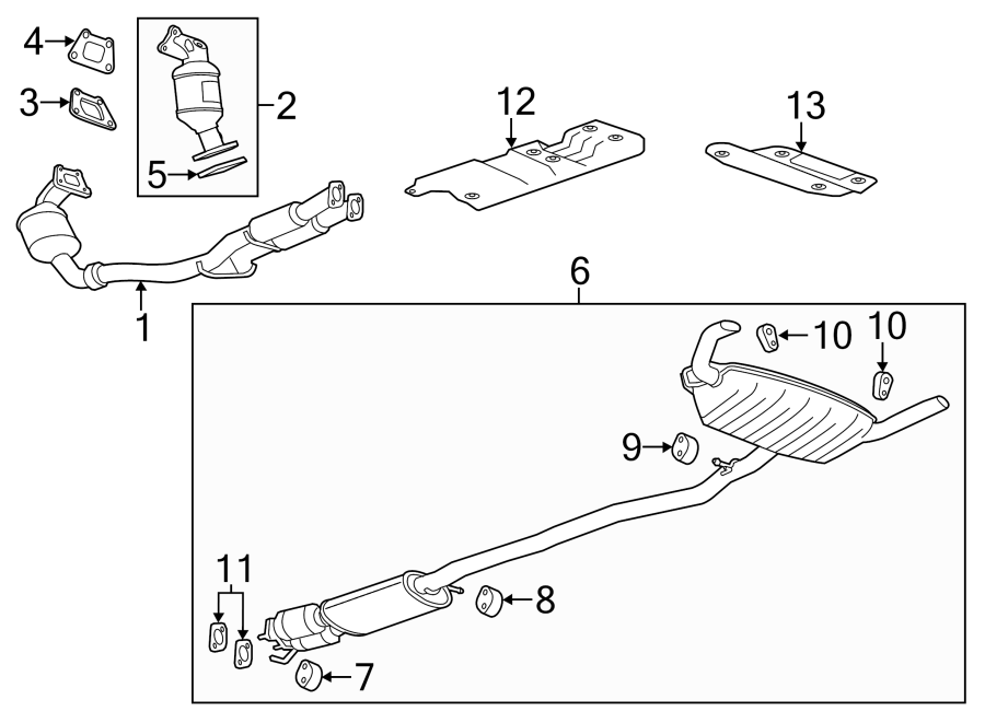 Diagram EXHAUST SYSTEM. EXHAUST COMPONENTS. for your 2005 Chevrolet Classic   