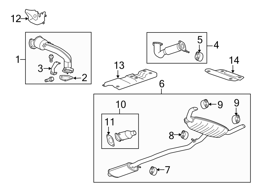 Diagram EXHAUST SYSTEM. EXHAUST COMPONENTS. for your 2005 Chevrolet Classic   