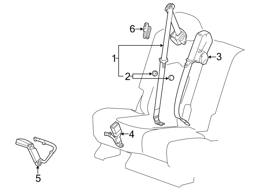 RESTRAINT SYSTEMS. REAR SEAT BELTS. Diagram