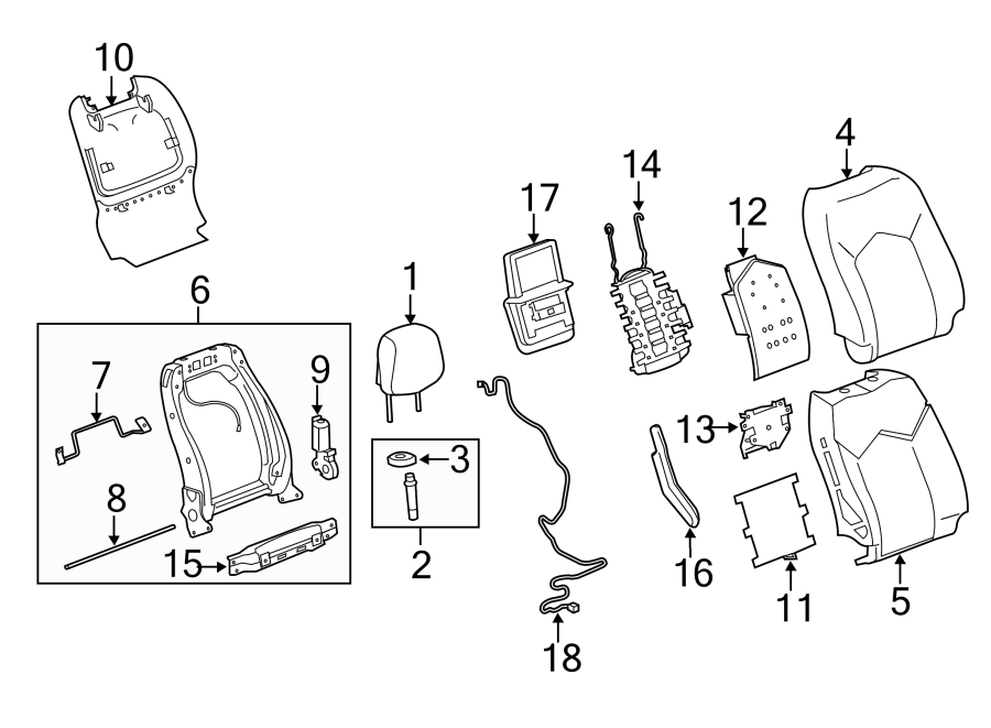 Diagram SEATS & TRACKS. PASSENGER SEAT COMPONENTS. for your 2010 Chevrolet Silverado 3500 HD LT Cab & Chassis  