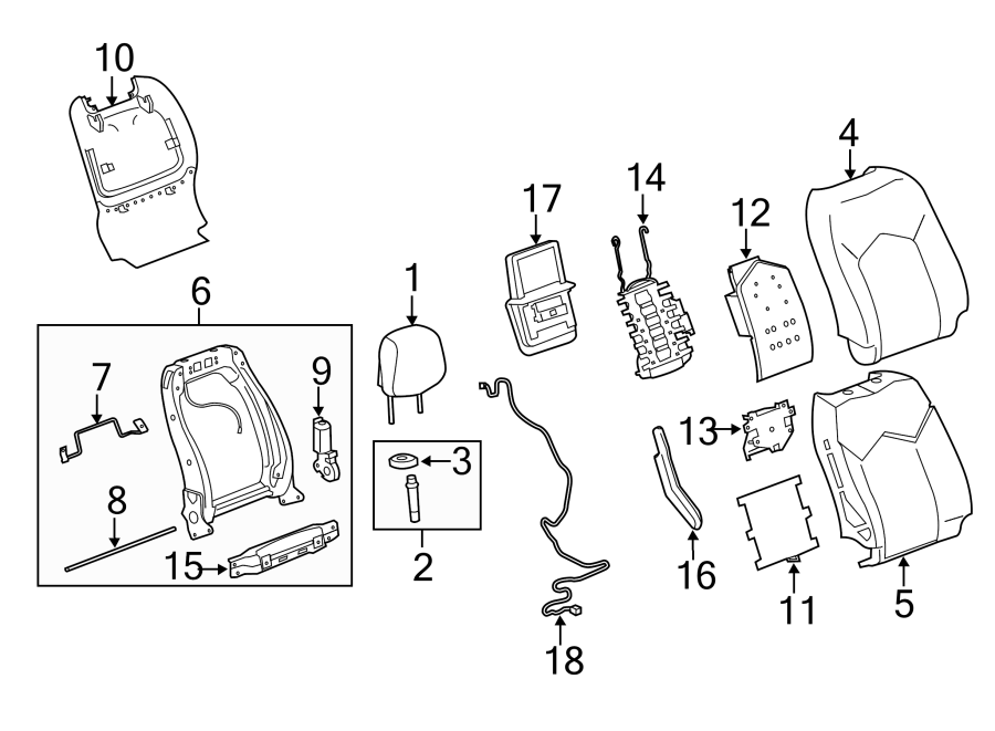 Diagram SEATS & TRACKS. DRIVER SEAT COMPONENTS. for your 2010 Chevrolet Silverado 1500 WT Extended Cab Pickup  