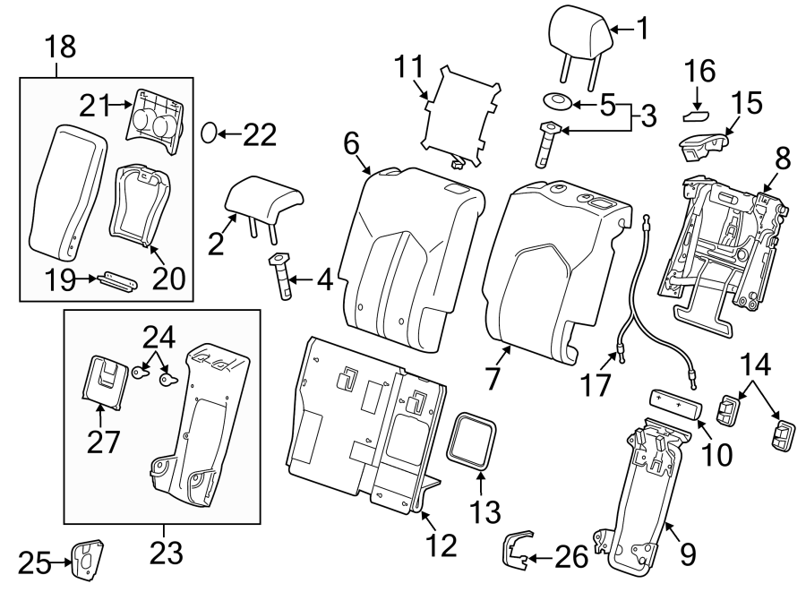 Diagram SEATS & TRACKS. REAR SEAT COMPONENTS. for your 2005 Chevrolet Express 1500   