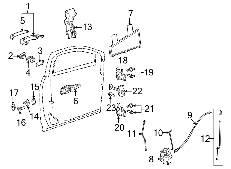 Diagram FRONT DOOR. LOCK & HARDWARE. for your 1989 Buick Century   