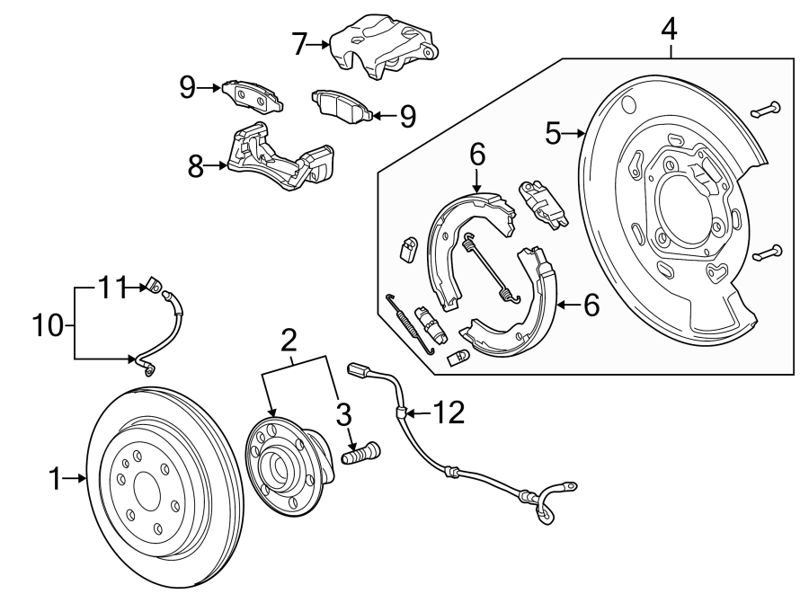 Diagram REAR SUSPENSION. BRAKE COMPONENTS. for your 2005 GMC Envoy Denali Sport Utility  