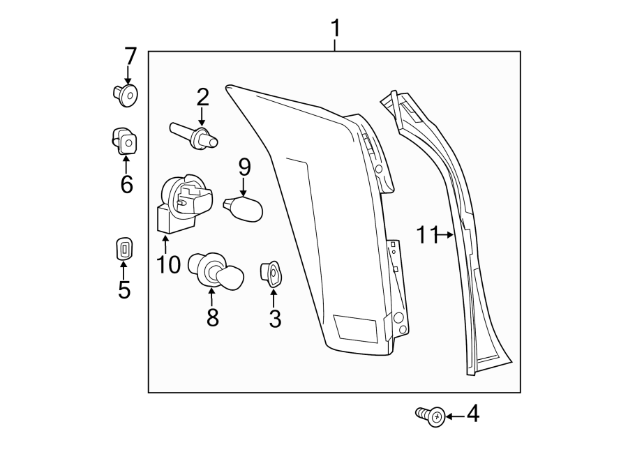 Diagram REAR LAMPS. TAIL LAMPS. for your 2008 Chevrolet Silverado 1500 LTZ Crew Cab Pickup Fleetside  