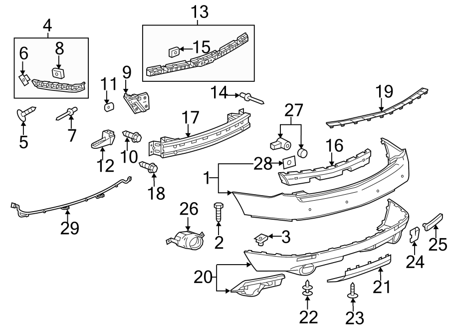 Diagram REAR BUMPER. BUMPER & COMPONENTS. for your Buick