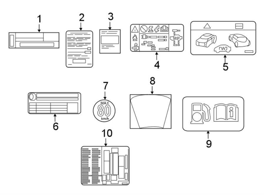 Diagram INFORMATION LABELS. for your 2018 Chevrolet Camaro LS Coupe 2.0L Ecotec M/T 