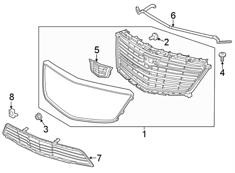 2FRONT BUMPER & GRILLE. GRILLE & COMPONENTS.https://images.simplepart.com/images/parts/motor/fullsize/BN17025.png