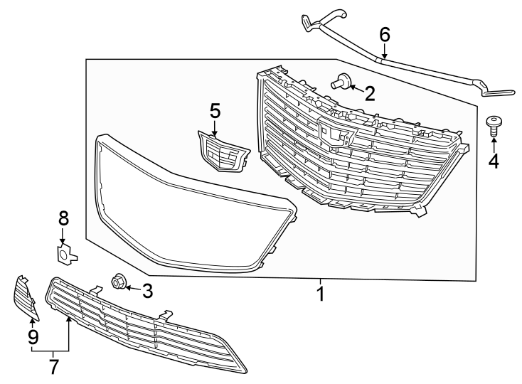 4Front bumper & grille. Grille & components.https://images.simplepart.com/images/parts/motor/fullsize/BN17026.png