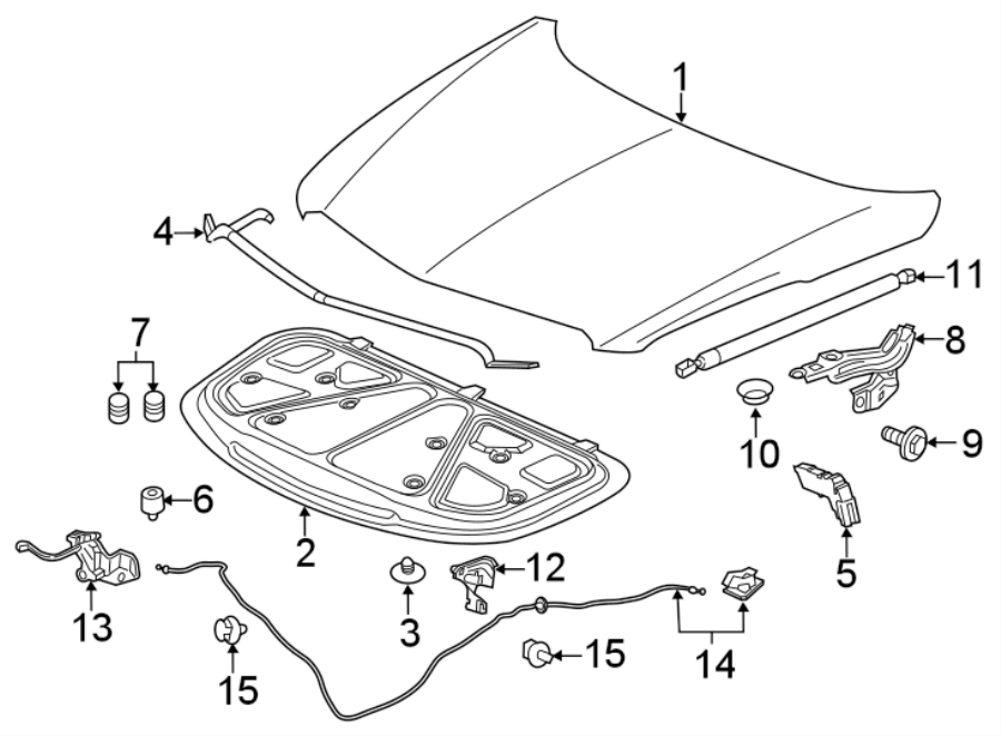 Diagram HOOD & COMPONENTS. for your 2020 GMC Sierra 2500 HD   