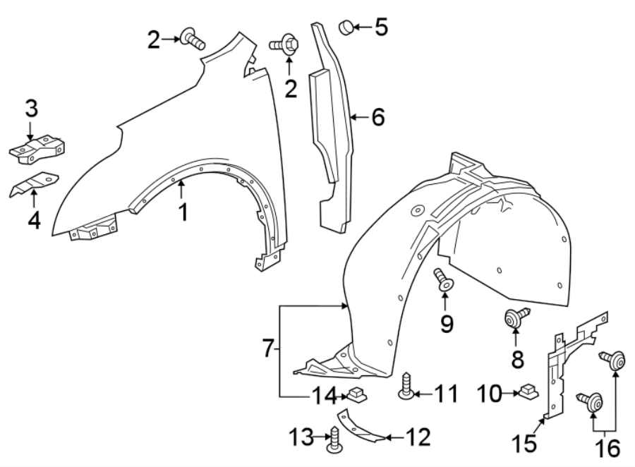 Diagram FENDER & COMPONENTS. for your 2014 GMC Sierra 2500 HD 6.0L Vortec V8 CNG A/T 4WD SLE Crew Cab Pickup Fleetside 