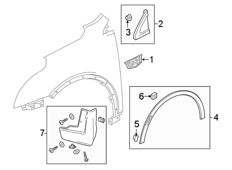 Diagram FENDER. EXTERIOR TRIM. for your 2007 GMC Sierra 1500 Classic SL Extended Cab Pickup 4.8L Vortec V8 M/T 4WD 