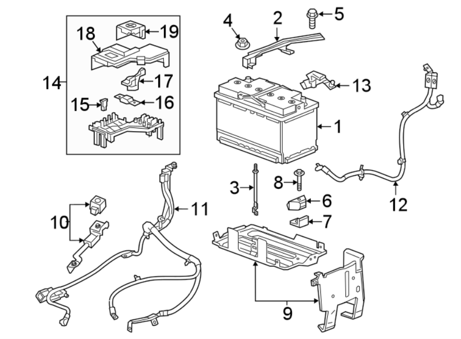 Diagram Battery. for your 2021 GMC Sierra 2500 HD  SLT Extended Cab Pickup Fleetside 