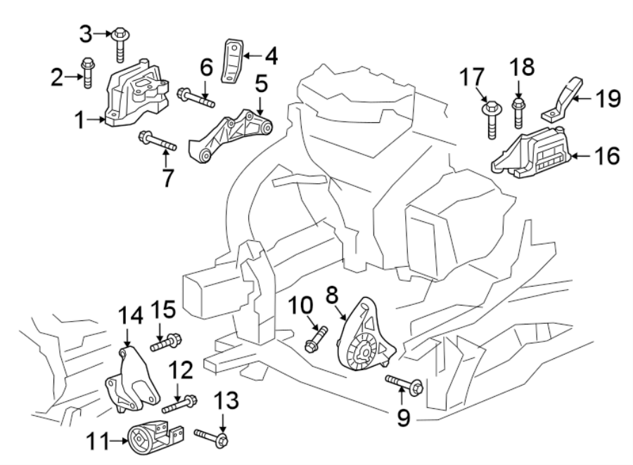 Diagram ENGINE / TRANSAXLE. ENGINE & TRANS MOUNTING. for your 2004 GMC Sierra 2500 HD 6.6L Duramax V8 DIESEL A/T 4WD SLE Crew Cab Pickup 