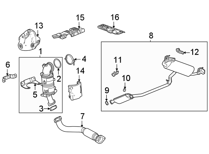 Diagram Exhaust system. Exhaust components. for your 2023 Chevrolet Camaro   