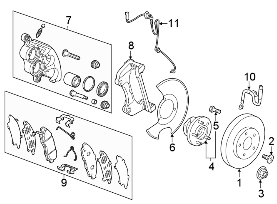 Diagram FRONT SUSPENSION. BRAKE COMPONENTS. for your 2012 GMC Sierra 2500 HD 6.6L Duramax V8 DIESEL A/T RWD SLE Standard Cab Pickup 