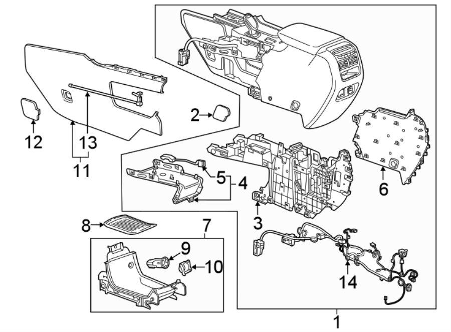 Diagram CENTER CONSOLE. for your 2019 Cadillac XT5   