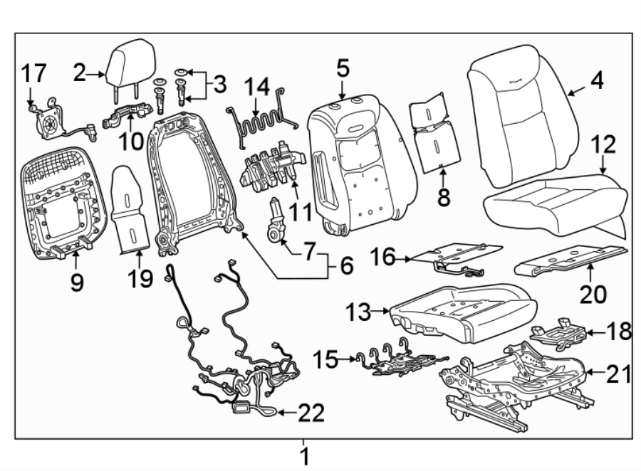 Diagram SEATS & TRACKS. PASSENGER SEAT COMPONENTS. for your 1999 Buick Century   