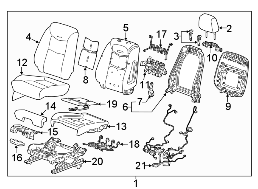 SEATS & TRACKS. DRIVER SEAT COMPONENTS. Diagram