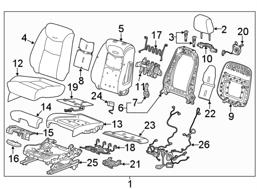 SEATS & TRACKS. DRIVER SEAT COMPONENTS. Diagram