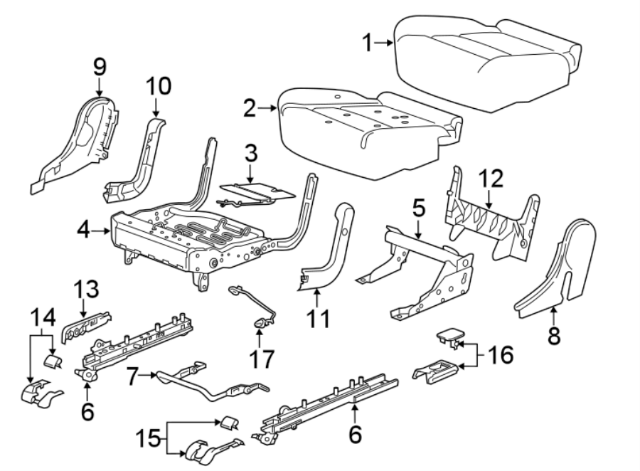 Diagram SEATS & TRACKS. REAR SEAT COMPONENTS. for your Buick Century  