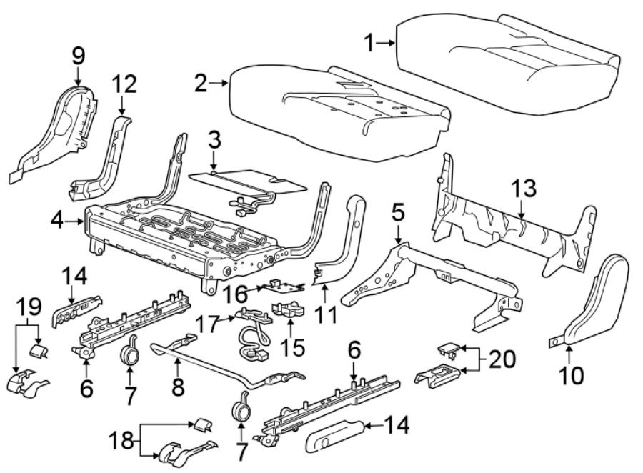 Diagram SEATS & TRACKS. REAR SEAT COMPONENTS. for your Buick Century  