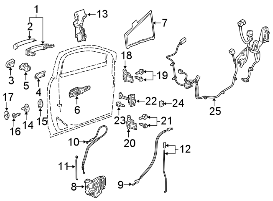 Diagram FRONT DOOR. LOCK & HARDWARE. for your 2024 Cadillac XT4   