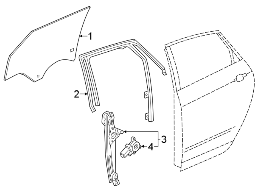 Diagram REAR DOOR. GLASS & HARDWARE. for your 2014 Chevrolet Spark   