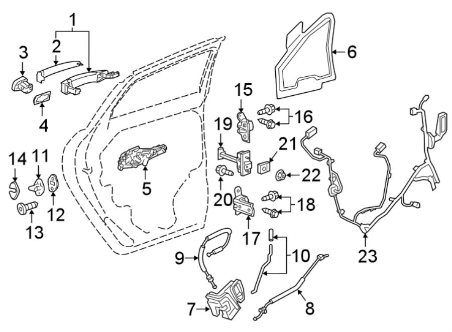 Diagram REAR DOOR. LOCK & HARDWARE. for your 2001 Pontiac Grand Prix   