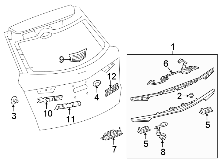 Diagram LIFT GATE. EXTERIOR TRIM. for your 2022 Chevrolet Spark   