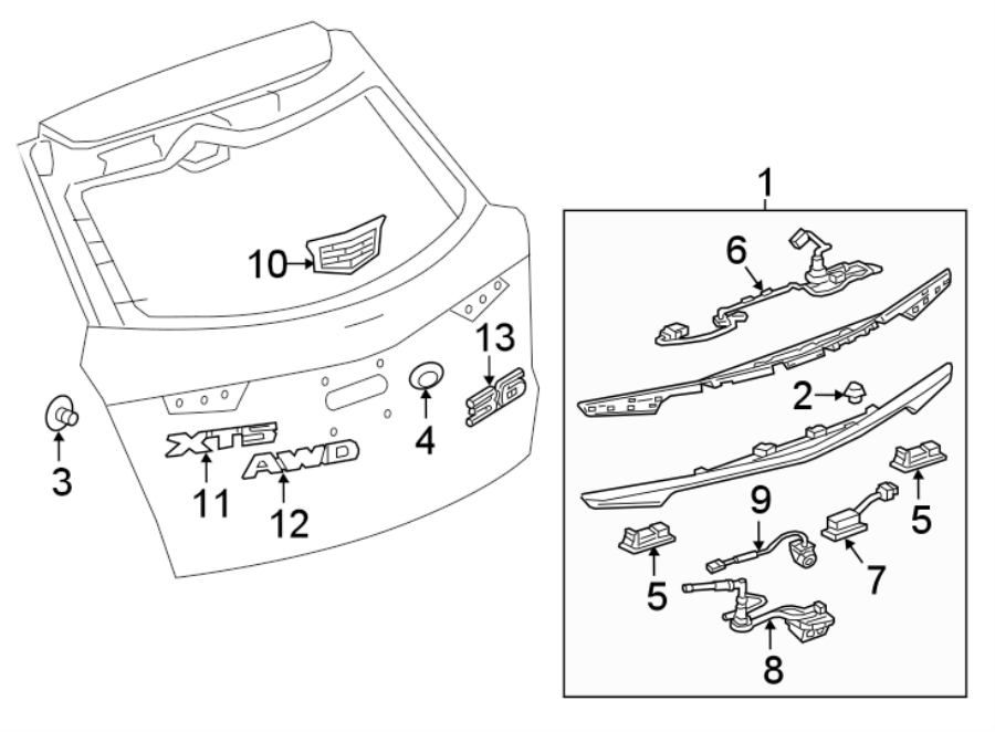 Diagram LIFT GATE. EXTERIOR TRIM. for your 2022 Chevrolet Spark   