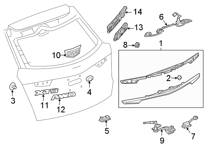 Diagram Lift gate. Exterior trim. for your 2022 Chevrolet Spark   