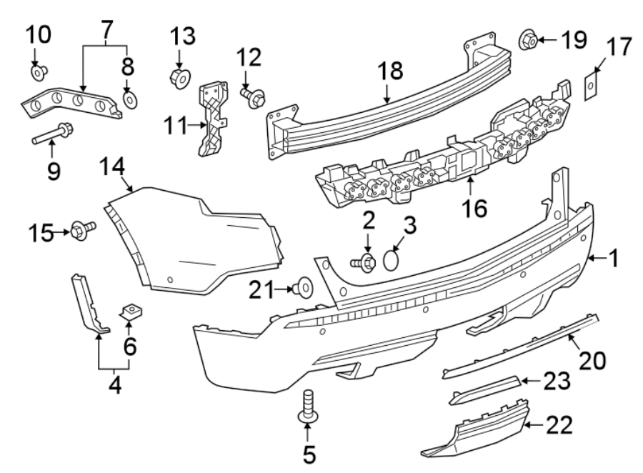 Diagram REAR BUMPER. BUMPER & COMPONENTS. for your 2018 Buick Regal TourX Essence Wagon  