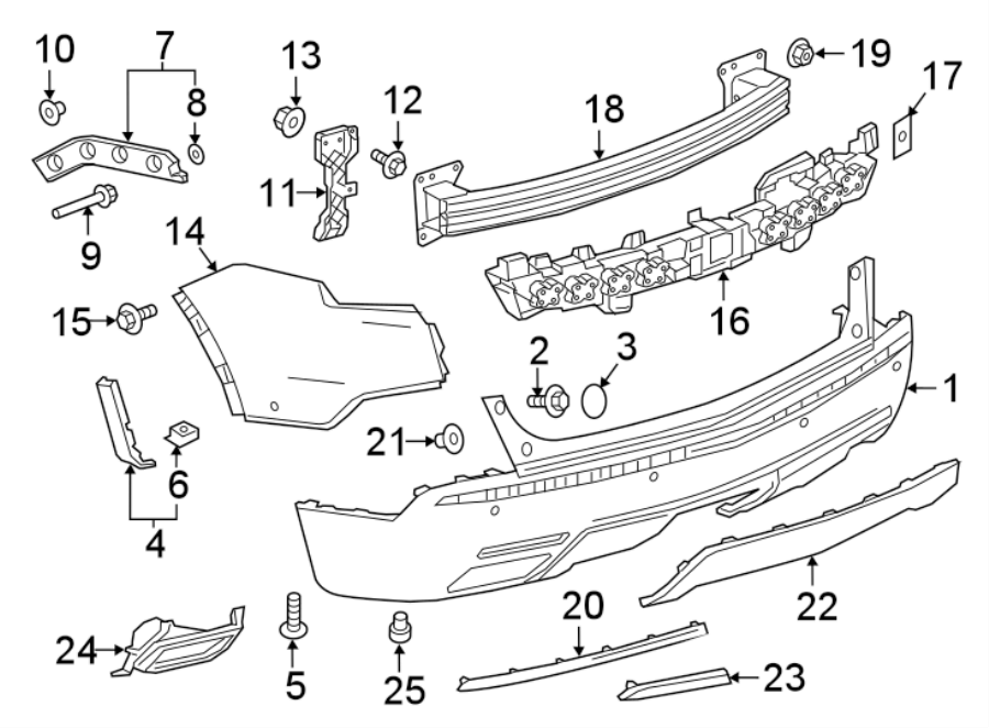 Diagram REAR BUMPER. BUMPER & COMPONENTS. for your 2011 Buick Enclave    