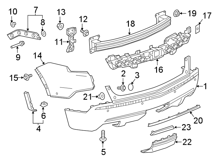 Diagram Rear bumper. Bumper & components. for your 2018 Buick Regal TourX Essence Wagon  