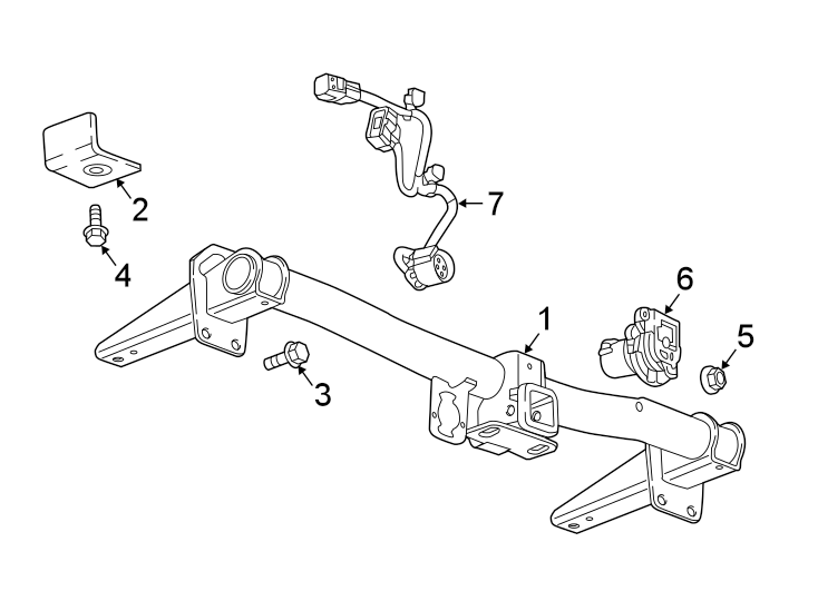 1Rear bumper. Trailer hitch components.https://images.simplepart.com/images/parts/motor/fullsize/BN17905.png