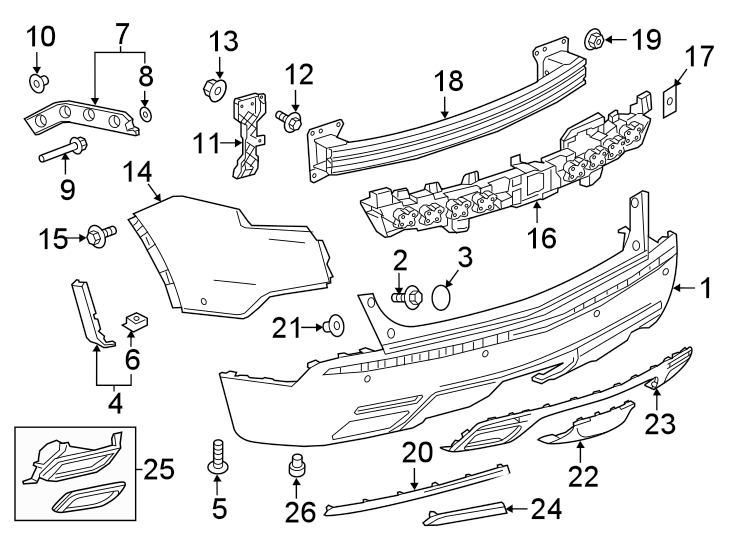 Diagram Rear bumper. Bumper & components. for your 2018 Buick Regal TourX Essence Wagon  