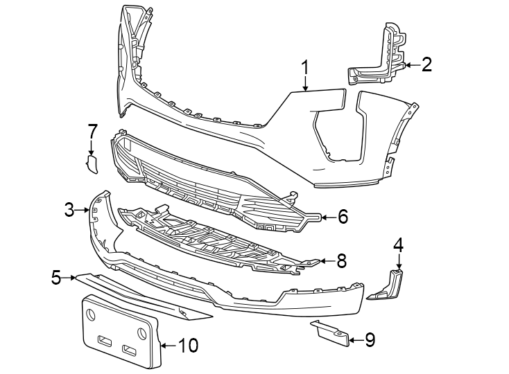 9Front bumper & grille. Bumper & components.https://images.simplepart.com/images/parts/motor/fullsize/BN19006.png