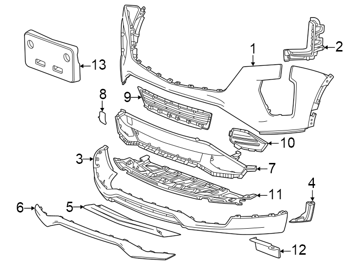 12Front bumper & grille. Bumper & components.https://images.simplepart.com/images/parts/motor/fullsize/BN19007.png