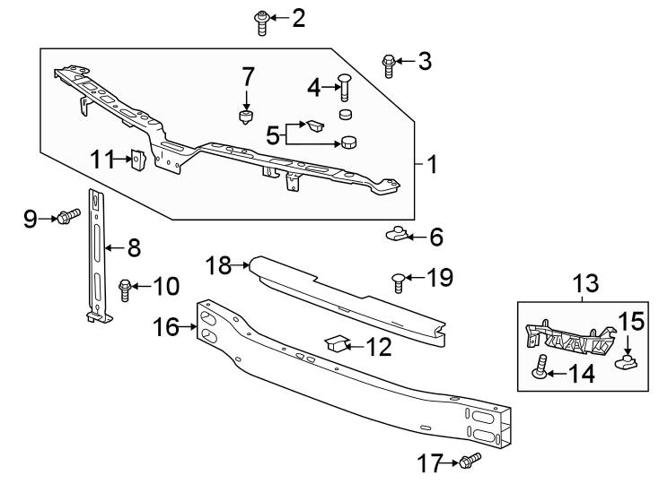 18FRONT BUMPER & GRILLE. BUMPER & COMPONENTS.https://images.simplepart.com/images/parts/motor/fullsize/BN19010.png