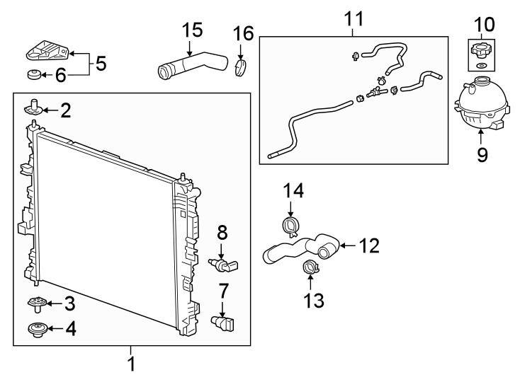 Diagram RADIATOR & COMPONENTS. for your 2016 Chevrolet Equinox   