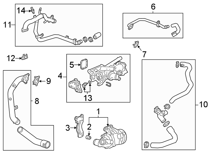 Diagram Water pump. for your 2013 GMC Acadia   